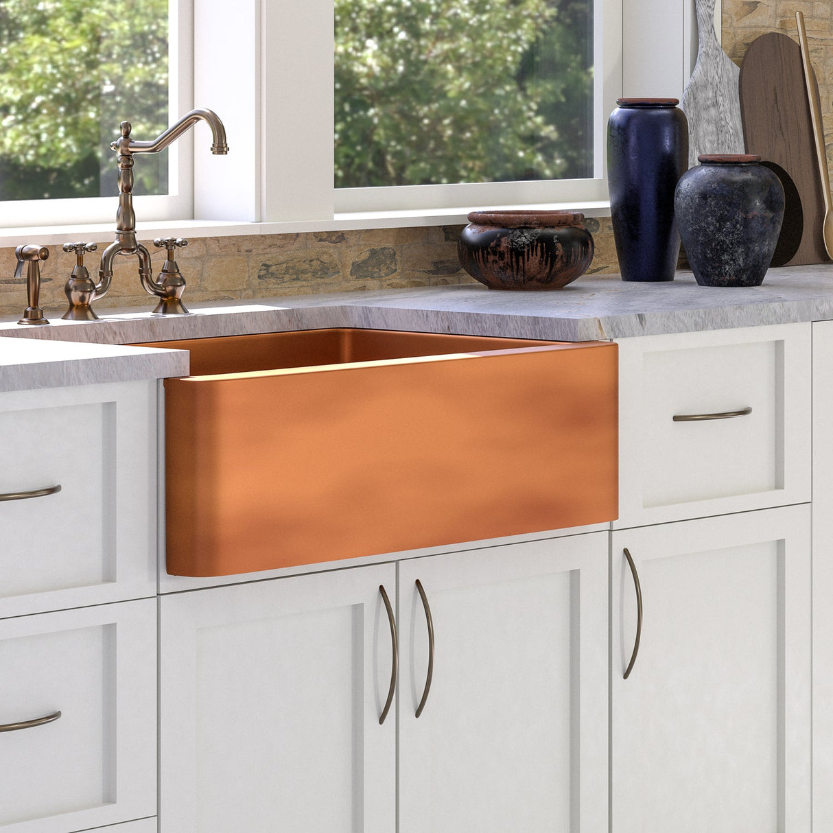 Austin Single Bowl Copper Apron-Front Sink
