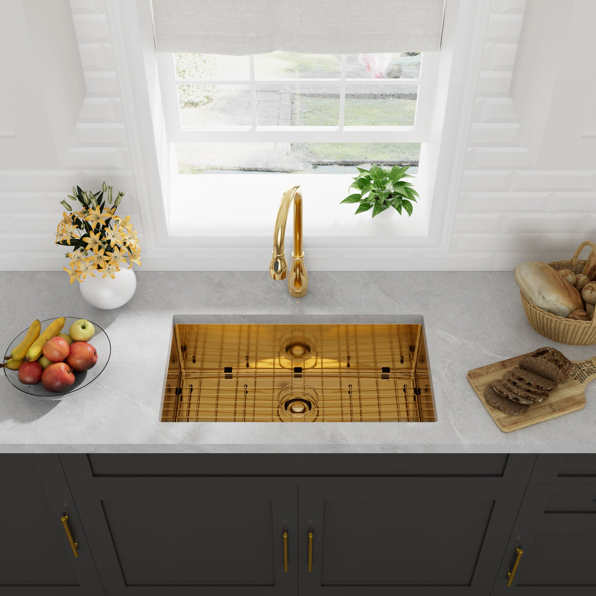 Fabyan 32" Single Bowl Gold Stainless Kitchen Sink