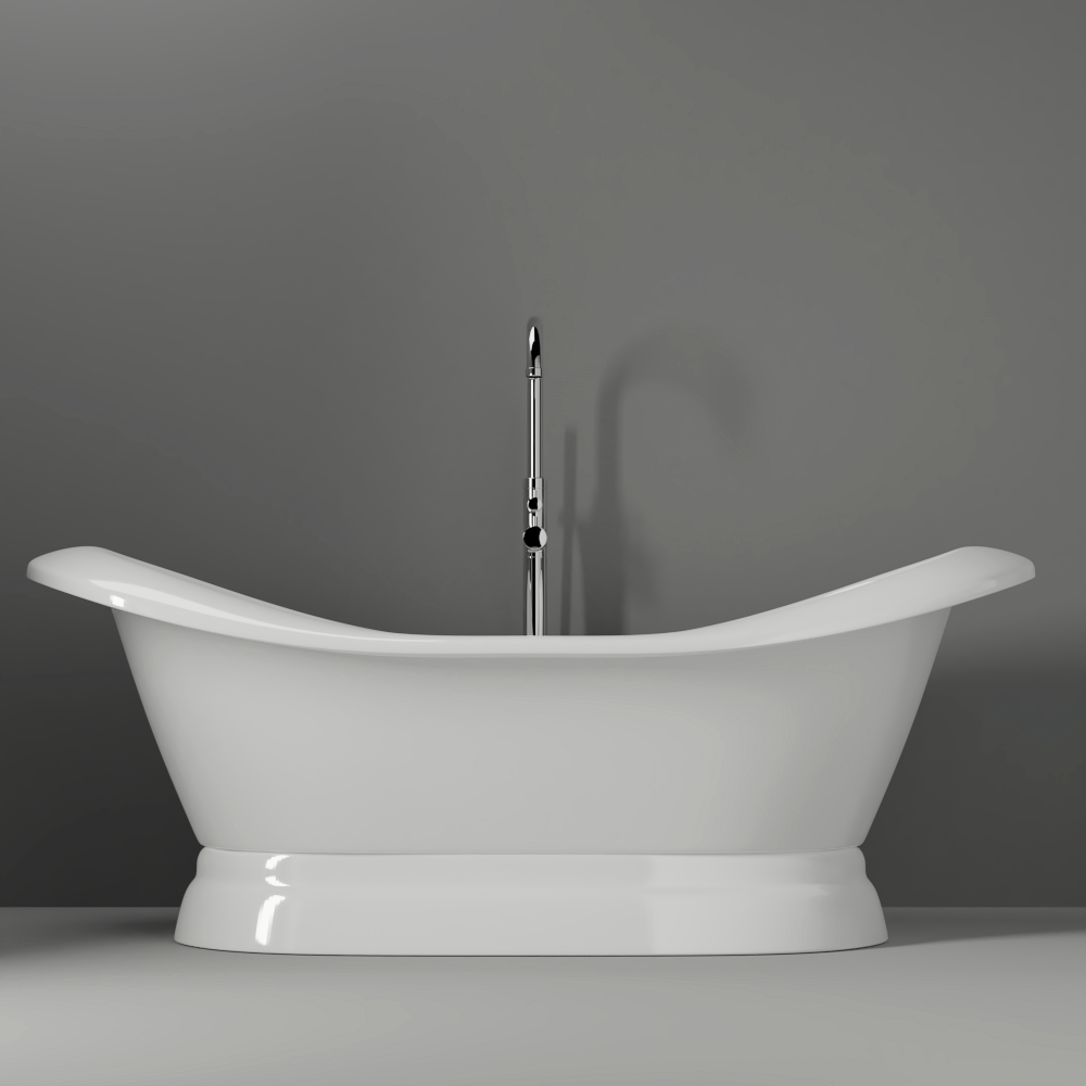 Marshall 72" Cast Iron Double Slipper Tub on Base