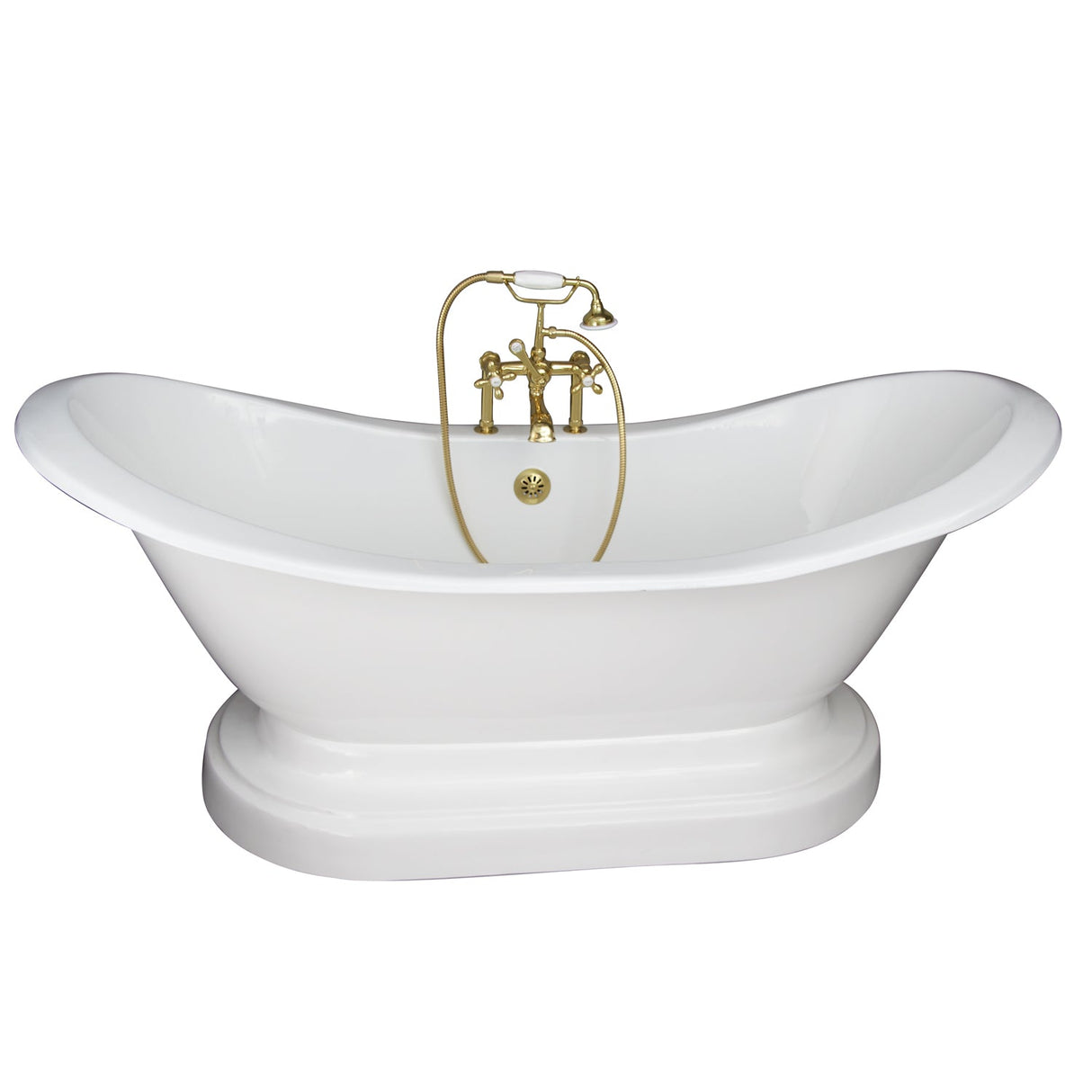 Marshall 72″ Cast Iron Double Slipper Tub Kit – Polished Brass Accessories