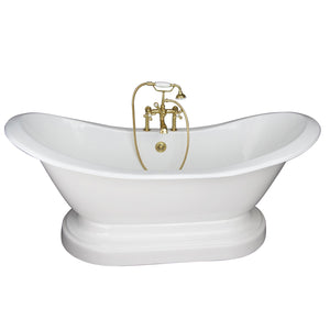 Marshall 72″ Cast Iron Double Slipper Tub Kit – Polished Brass Accessories