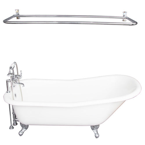 Icarus 67″ Cast Iron Slipper Tub Kit – Polished Chrome Accessories