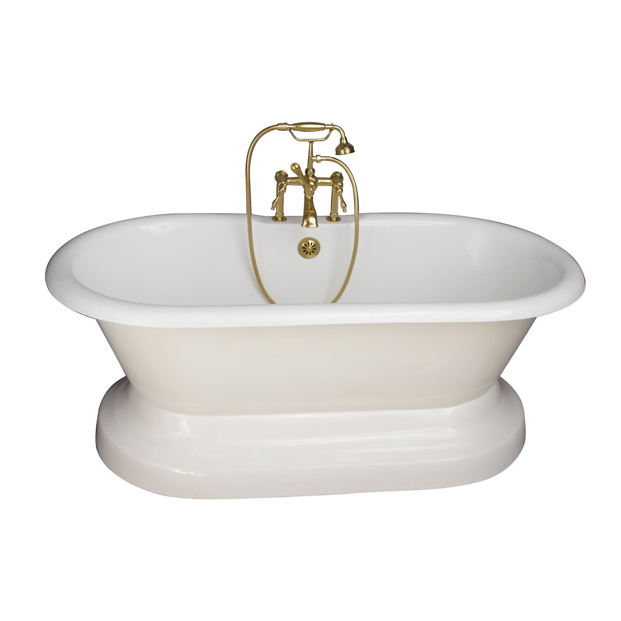 Columbus 61" Cast Iron Double Roll Top Tub Kit-Polished Brass Accessories
