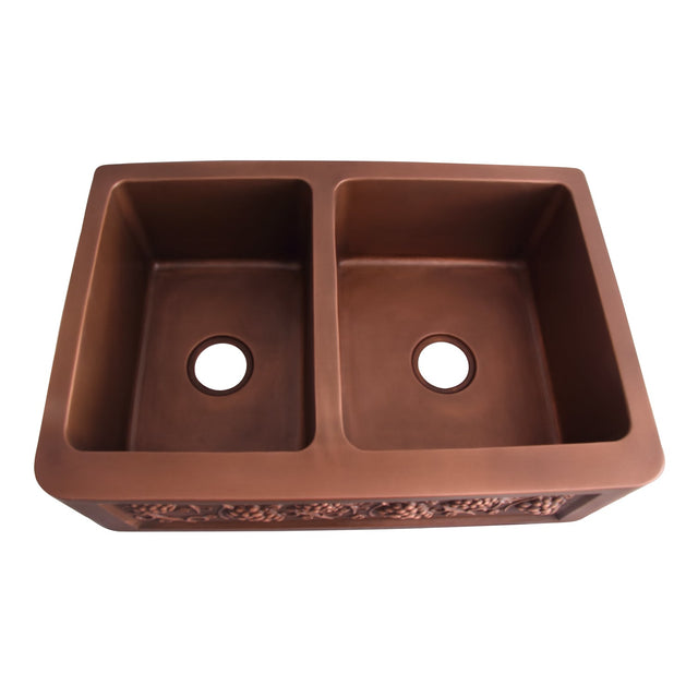 Concord Double Bowl Copper Apron-Front Sink – 33″