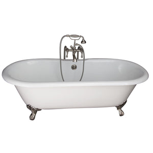 Duet 67" Cast Iron Double Roll Top Tub Kit-Brushed Nickel Accessories