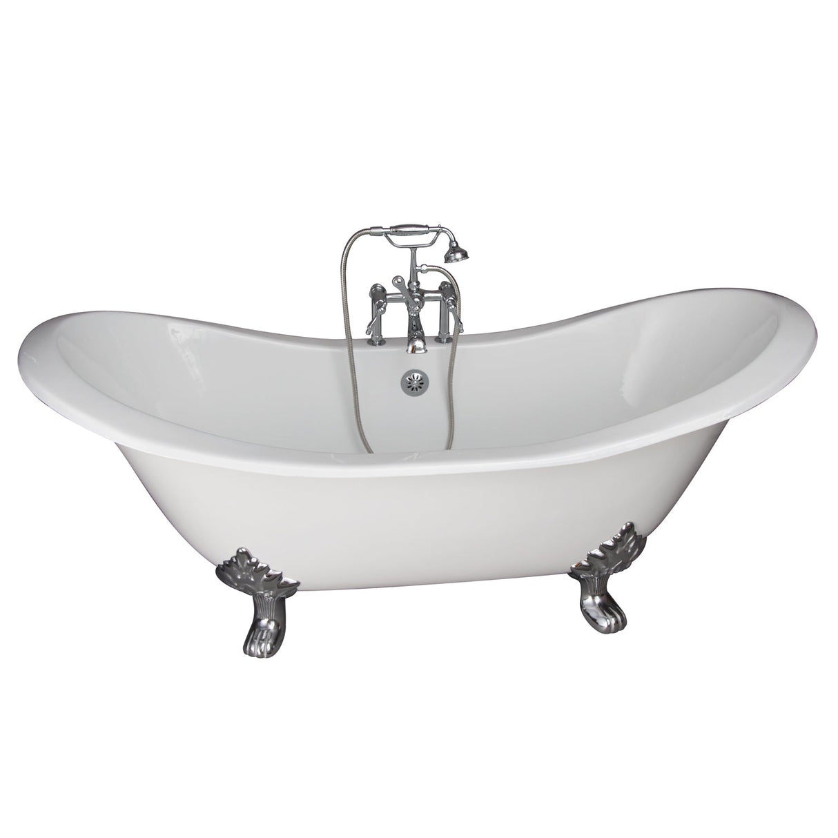 Marshall 72″ Cast Iron Double Slipper Tub Kit – Polished Chrome Accessories