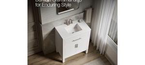 KOHLER Accra 30in. Single Sink Freestanding White Bath Vanity with Pure White Quartz Top Assembled R35898-ASB-0