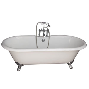 Columbus 61" Cast Iron Double Roll Top Tub Kit-Polished Chrome Accessories