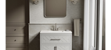 KOHLER Accra 30in. Single Sink Freestanding Atmos Grey Bath Vanity with Bianco Bella Quartz Top Assembled R35898-ASB-AGA
