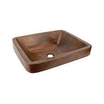Premier Copper Products VREC19SKDB Rectangle Skirted Vessel Hammered Copper Sink, Oil Rubbed Bronze