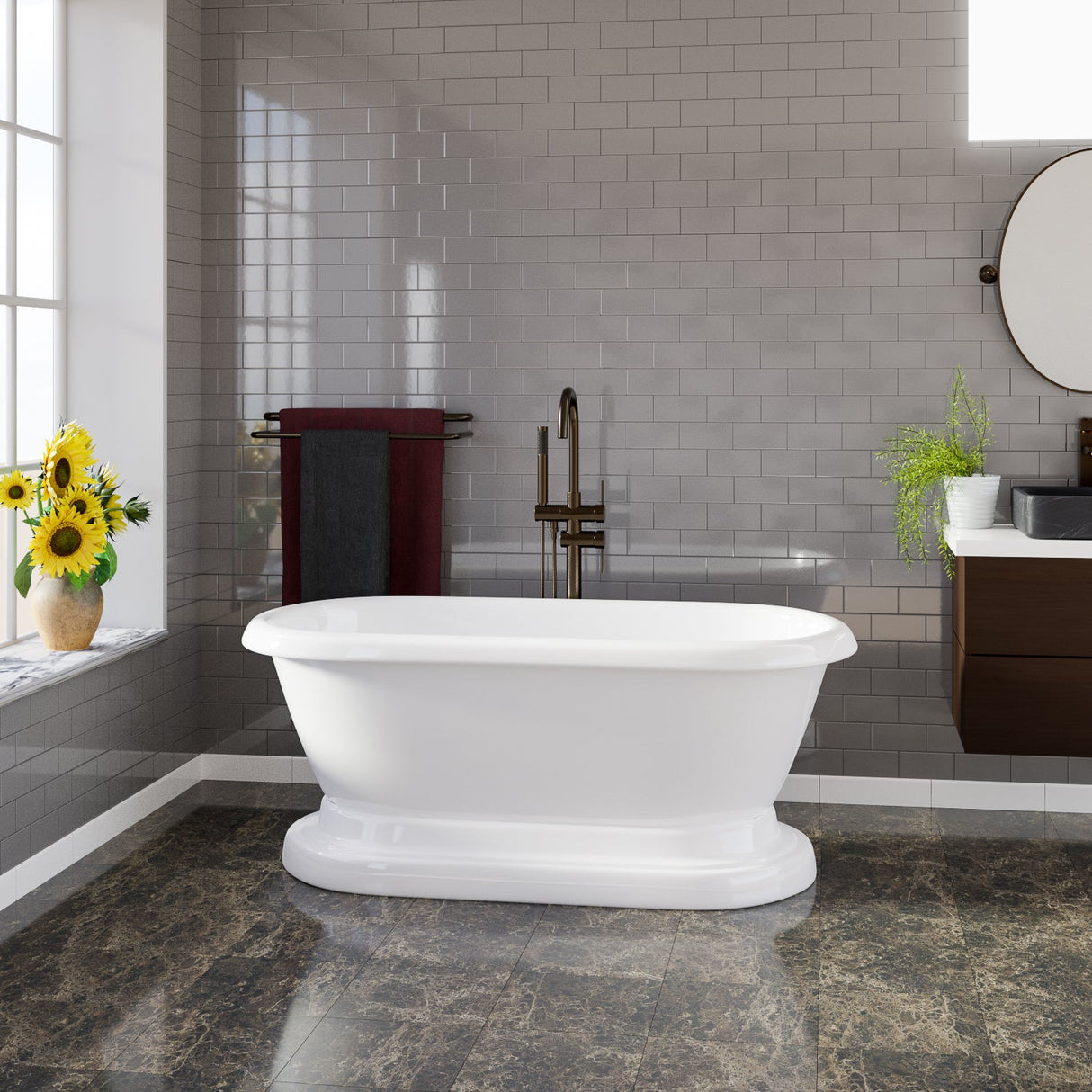 Columbus 61" Cast Iron Double Roll Top on Base
