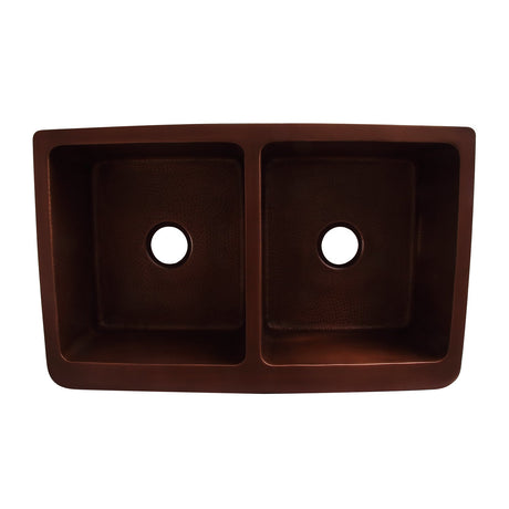 35" Port Double Bowl Copper Apron-Front Sink