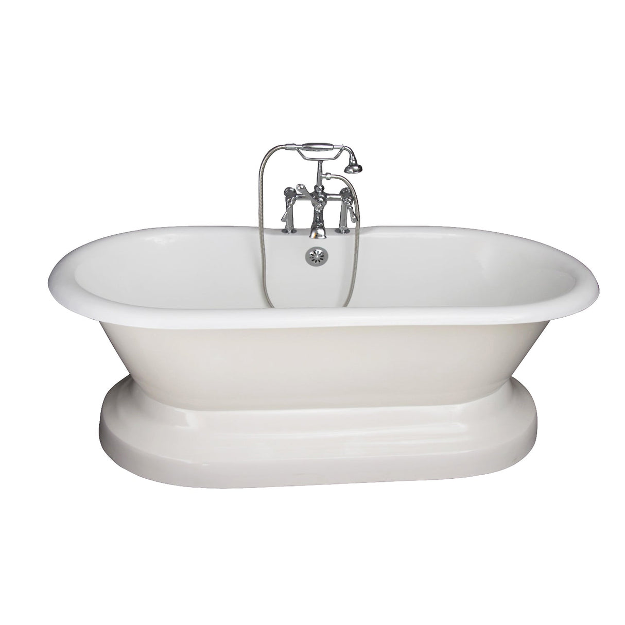 Columbus 61" Cast Iron Double Roll Top Tub Kit-Polished Chrome Accessories