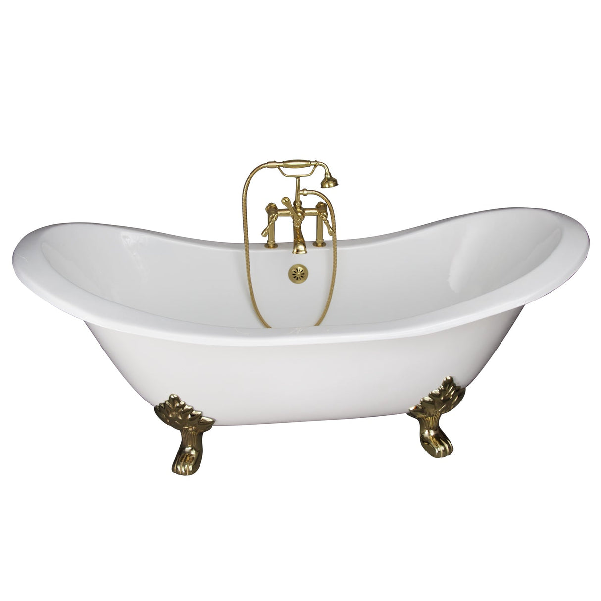 Marshall 72″ Cast Iron Double Slipper Tub Kit – Polished Brass Accessories