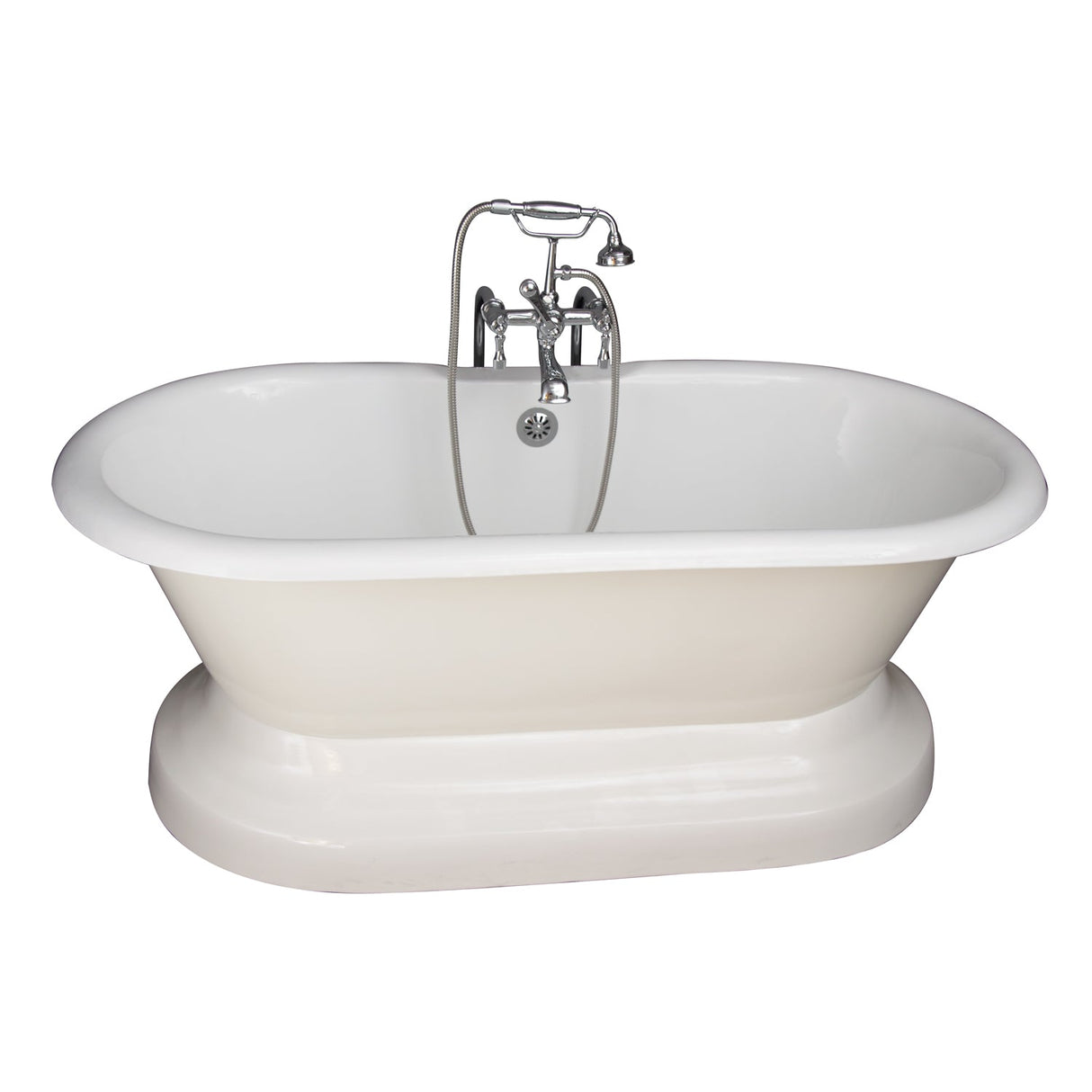 Duet 67" Cast Iron Double Roll Top Tub Kit-Polished Chrome Accessories