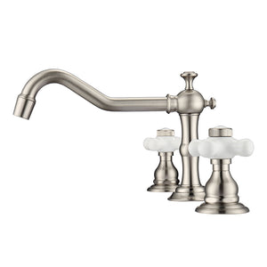 Roma Widespread Lavatory Faucet  with Porcelain Cross Handles
