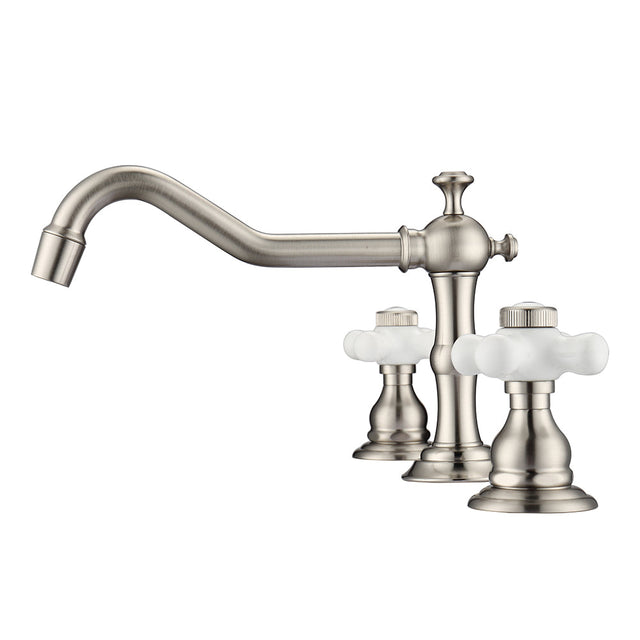 Roma Widespread Lavatory Faucet  with Porcelain Cross Handles