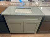 36" Shaker Moss Vanity with Cosmos Esmeralda Top