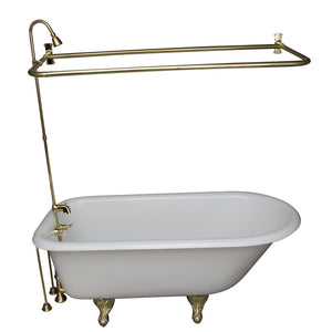 Brocton 65″ Cast Iron Roll Top Tub Kit – Polished Brass Accessories