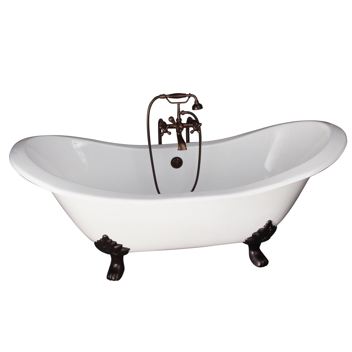 Marshall 72″ Cast Iron Double Slipper Tub Kit – Oil Rubbed Bronze Accessories