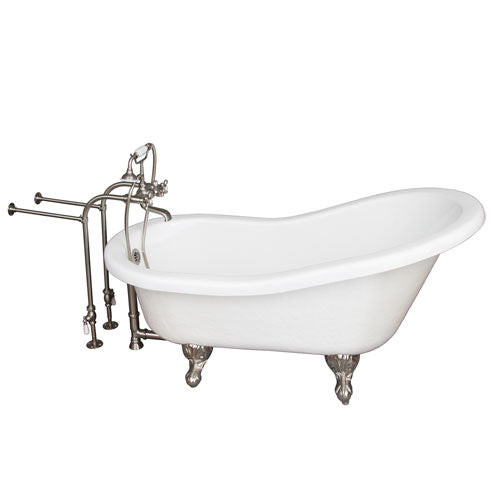 Estelle 60″ Acrylic Slipper Tub Kit in White – Brushed Nickel Accessories