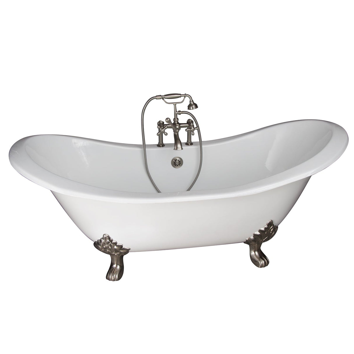 Marshall 72″ Cast Iron Double Slipper Tub Kit – Brushed Nickel Accessories