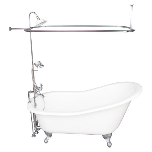 Icarus 67″ Cast Iron Slipper Tub Kit – Polished Chrome Accessories