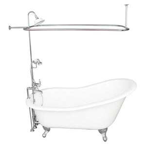 Icarus 67″ Cast Iron Slipper Tub Kit – Polished Chrome Accessories