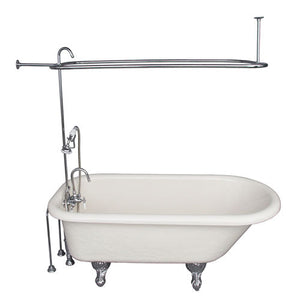 Andover 60″ Acrylic Roll Top Tub Kit in Bisque – Polished Chrome Accessories