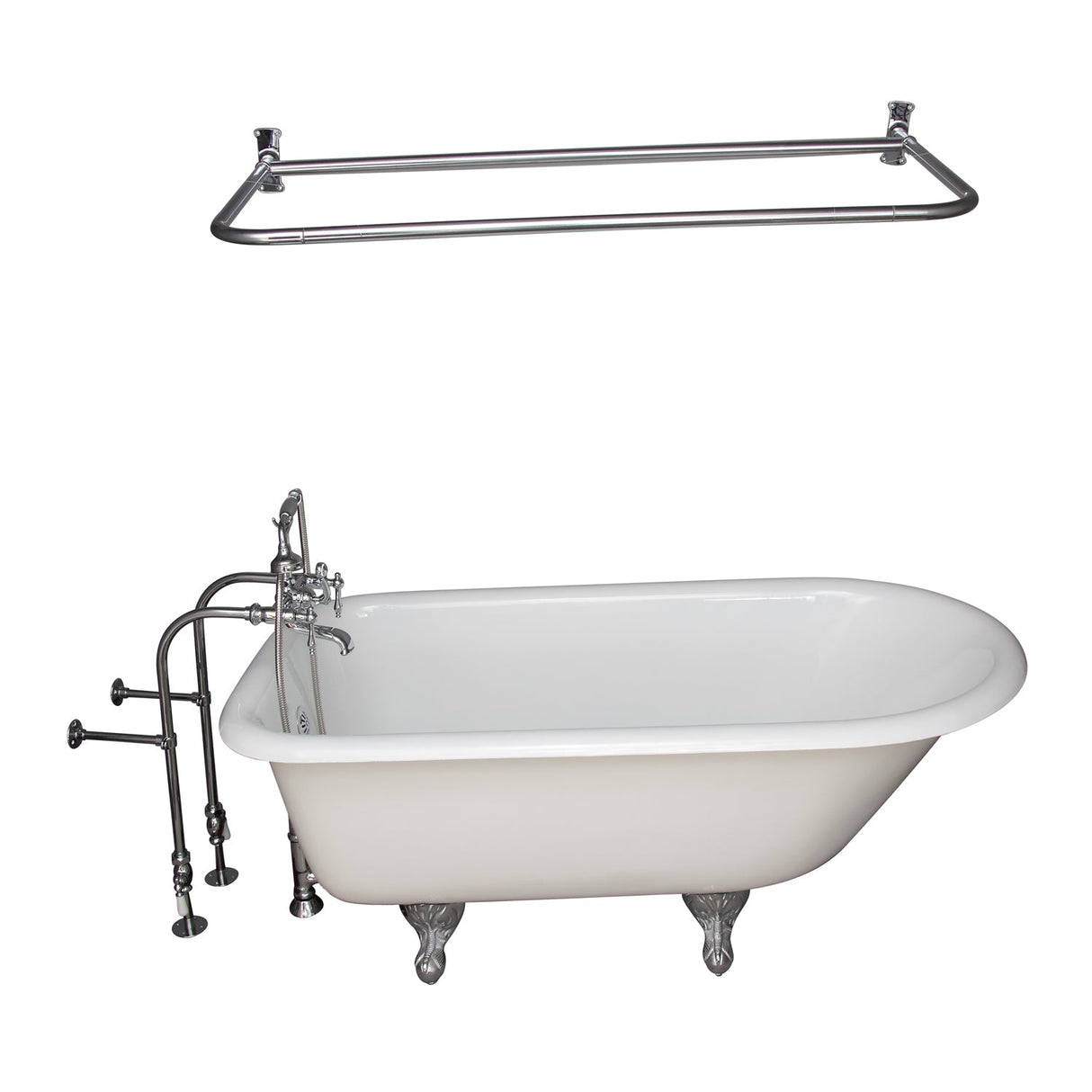 Brocton 65″ Cast Iron Roll Top Tub Kit – Polished Chrome Accessories