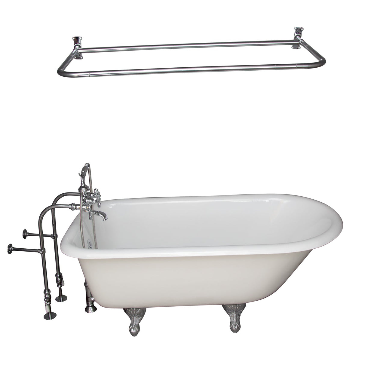 Antonio 55" Cast Iron Roll Top Tub Kit-Polished Chrome Accessories