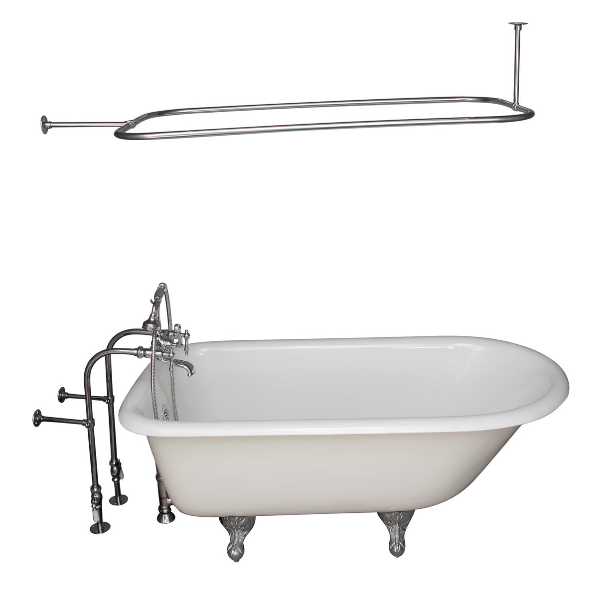 Brocton 65″ Cast Iron Roll Top Tub Kit – Polished Chrome Accessories