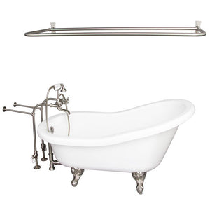 Isadora 67″ Acrylic Slipper Tub Kit in White – Brushed Nickel Accessories