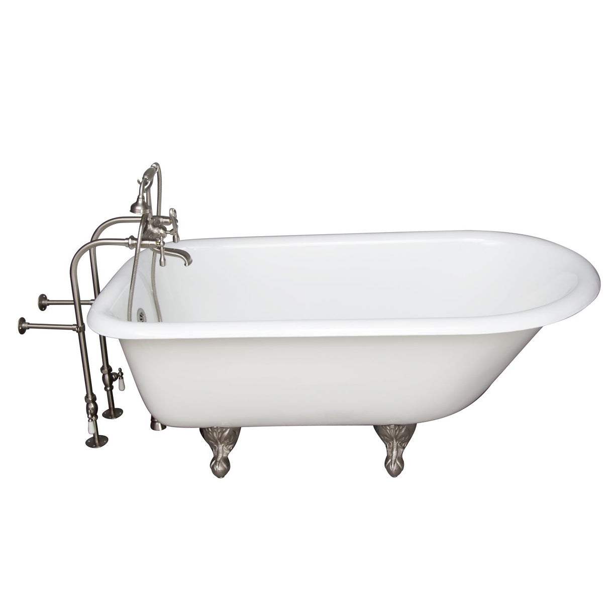 Antonio 55" Cast Iron Roll Top Tub Kit-Brushed Nickel Accessories