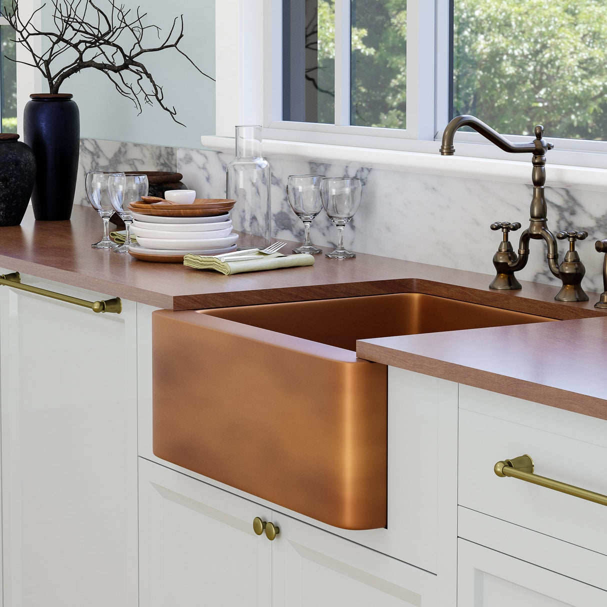 Austin Single Bowl Copper Apron-Front Sink