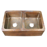 Pembroke 34" Double Bowl Copper Apron-Front Sink