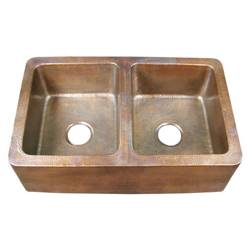 Pembroke 34" Double Bowl Copper Apron-Front Sink
