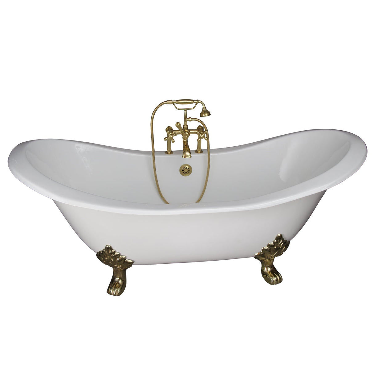 Marshall 72″ Cast Iron Double Slipper Tub Kit – Polished Brass Accessories