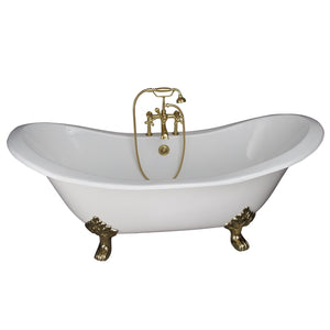 Marshall 72″ Cast Iron Double Slipper Tub Kit – Polished Brass Accessories