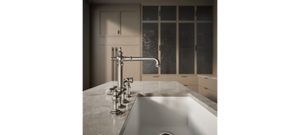 Kohler 76519-4-VS K-76519-4-VS Artifacts Deck-Mount Bridge Kitchen Sink Faucet with Lever Handles and sidespray Vibrant Stainless