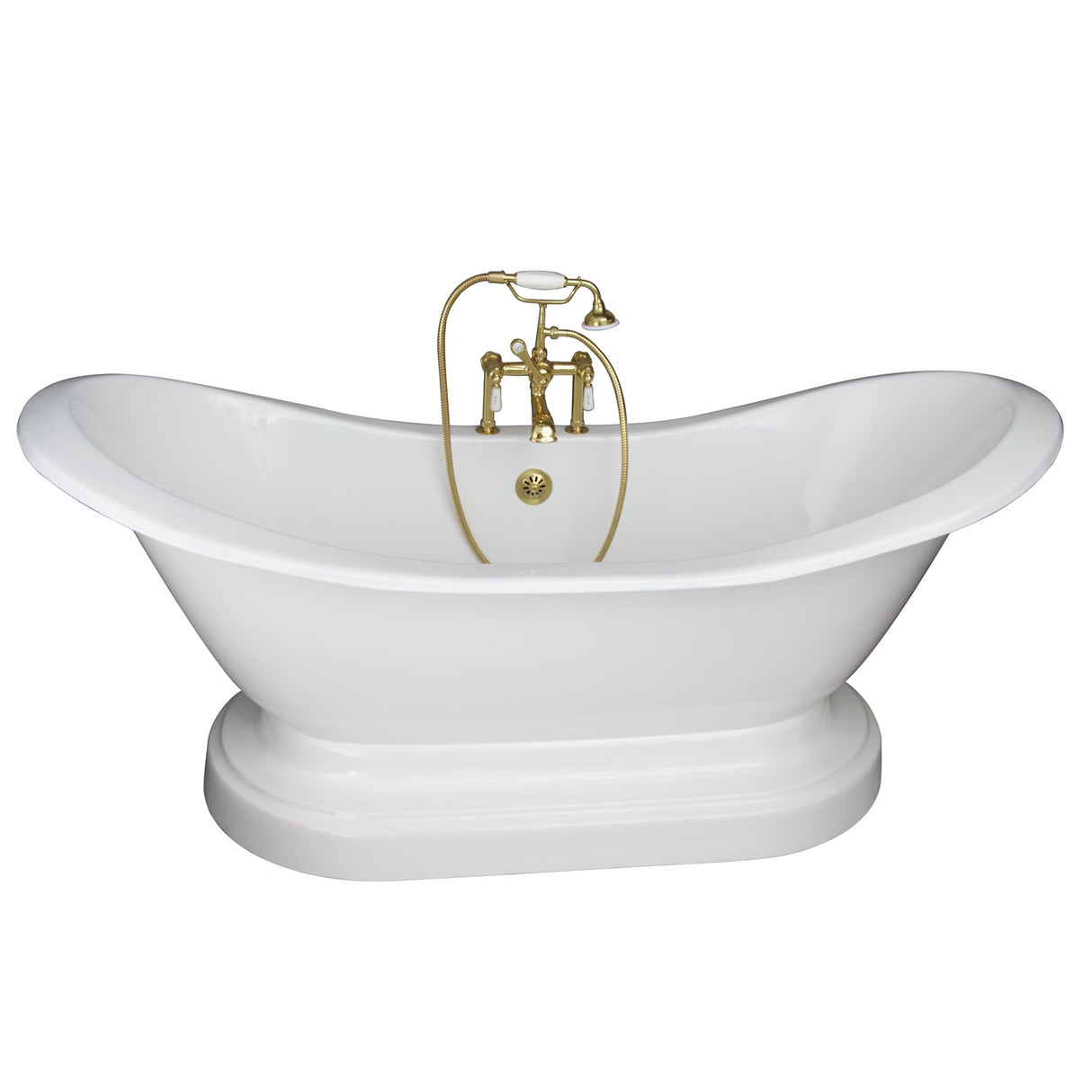Marshall 72″ Cast Iron Double Slipper Tub Kit – Polished Brass Accessories