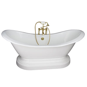 Marshall 72″ Cast Iron Double Slipper Tub Kit – Polished Brass Accessories