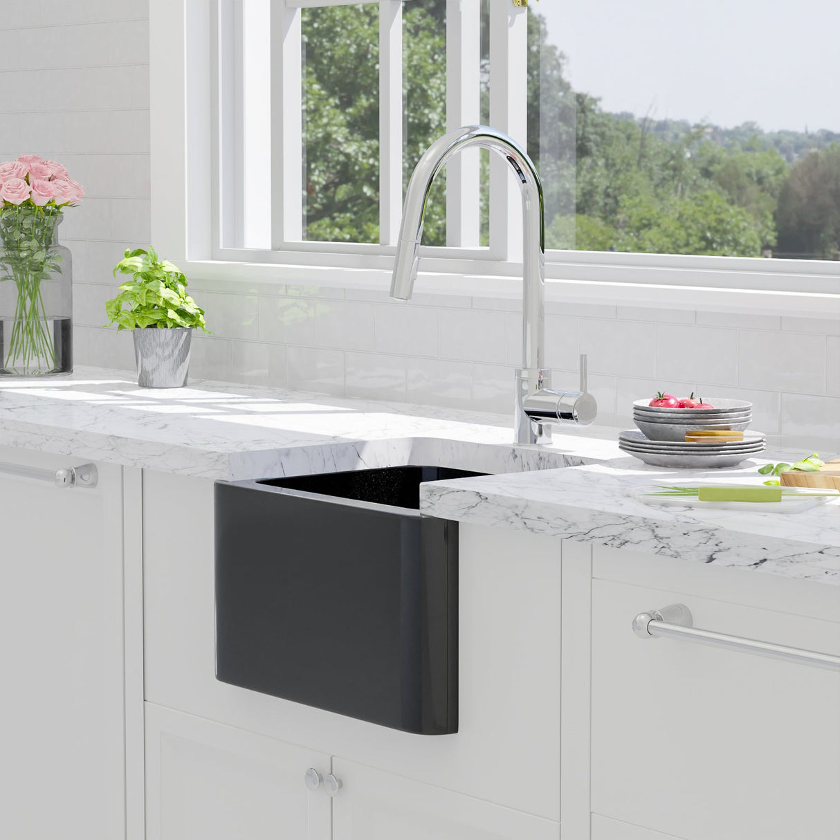 Abrams Single Bowl Granite Apron-Front Sink