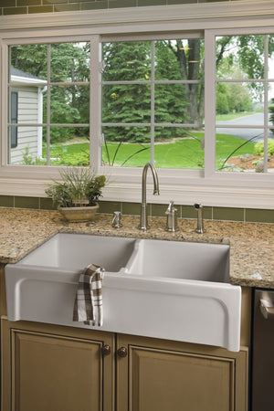 Myron 39″ Double Bowl Fire Clay Apron-Front Sink