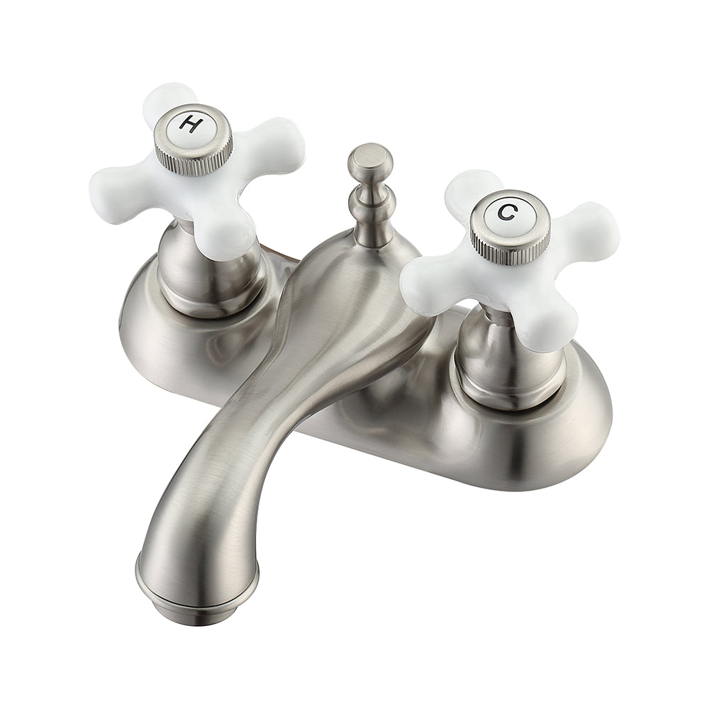 Donata 4" Centerset Lavatory Faucet with Porcelain Cross Handles
