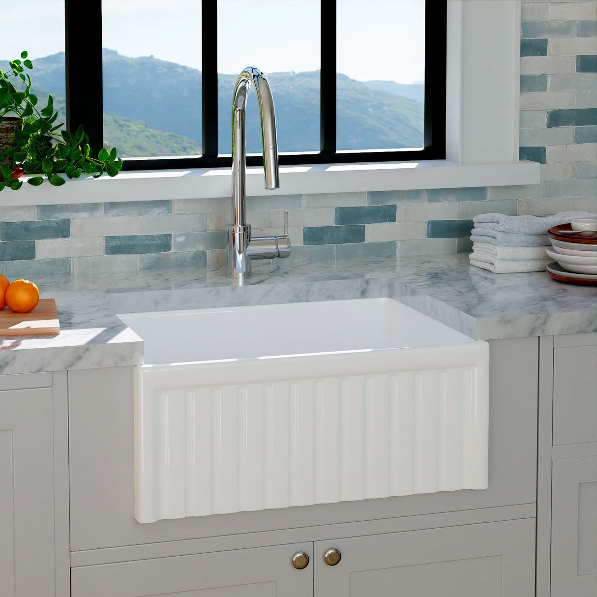 Carthage Fluted Single Bowl Apron-Front Sink