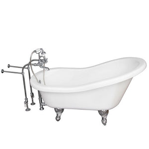 Fillmore 60″ Acrylic Slipper Tub Kit in White – Polished Chrome Accessories