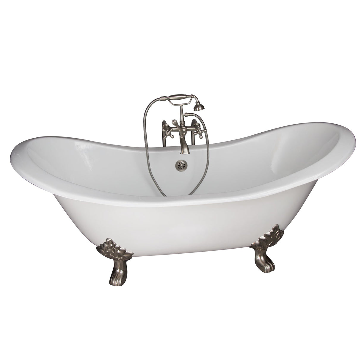 Marshall 72″ Cast Iron Double Slipper Tub Kit – Brushed Nickel Accessories