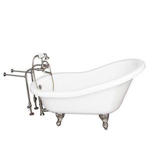 Isadora 67″ Acrylic Slipper Tub Kit in White – Brushed Nickel Accessories
