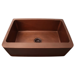 Bentley Single Bowl Copper Apron-Front Sink